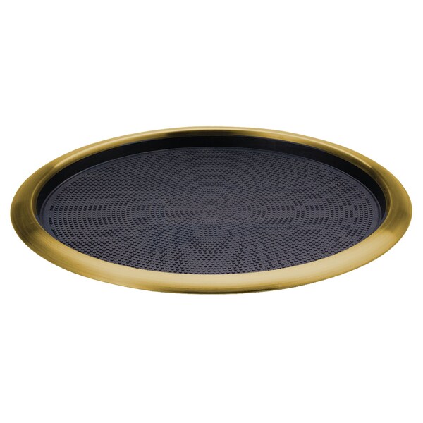 Tray with Removable Insert, 14" Round, Stainless Steel , Vintage Gold